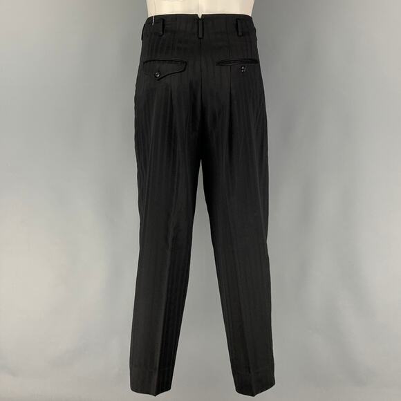 MATSUDA Size S Black Stripe Wool Double Breasted 30 29 Suit - Picture 6 of 10